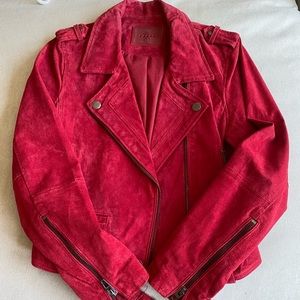 Blank NYC Red Suede Leather Moto Jacket